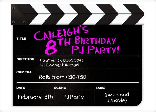 movie clapper kids party invitation template by daisy designs