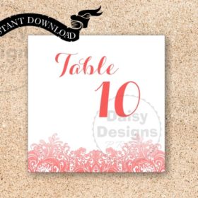 Instant Download - Coral Reef Table Numbers 1 - 20