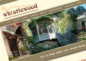 Website for Whistlewood Custom Woodworking and Design