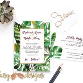 Tropical Palms Destination Wedding Invitation Suite