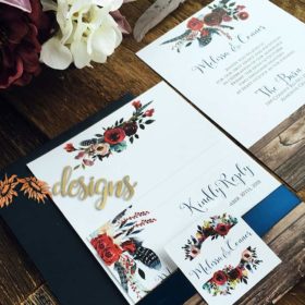 Navy and Merlot invites