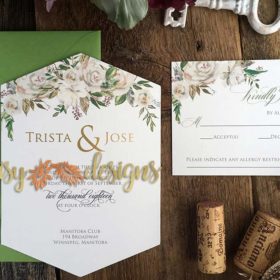 White Roses and Sage invite and rsvp
